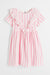 H&M Flounce-Trimmed Dress Light Pink/White Striped - BEAUTY BAR