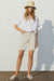 H&M High-Waisted Twill Shorts Beige - BEAUTY BAR