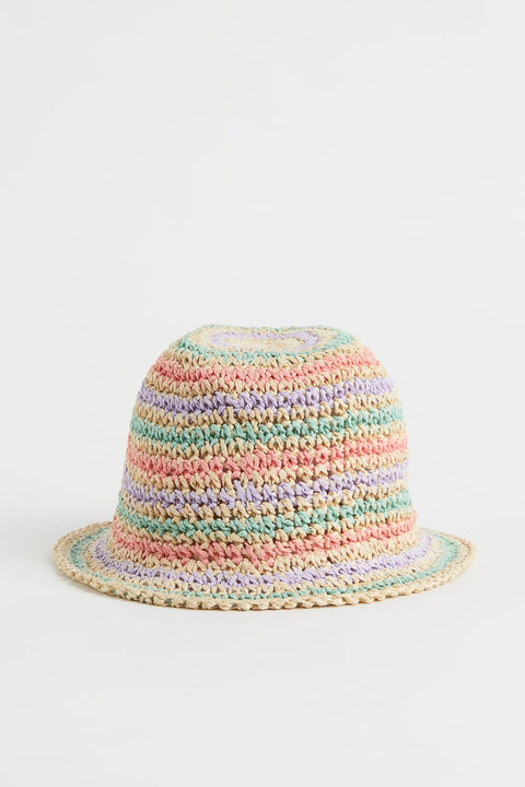 H&M Kids Straw Hat Light Beige/Striped - BEAUTY BAR