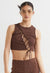 H&M Lacing-Detail Cut-Out Top Dark Brown - BEAUTY BAR