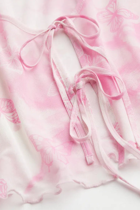 H&M Mesh Cardigan Pink/Butterflies - BEAUTY BAR