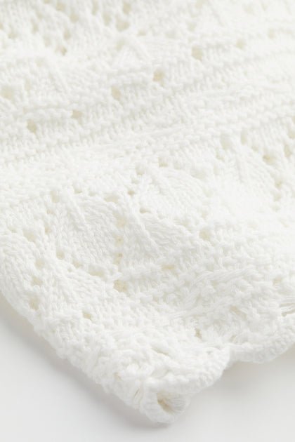 H&M Pointelle-Knit Crop Top White - BEAUTY BAR