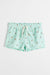 H&M Terry Shorts Light green/floral - BEAUTY BAR