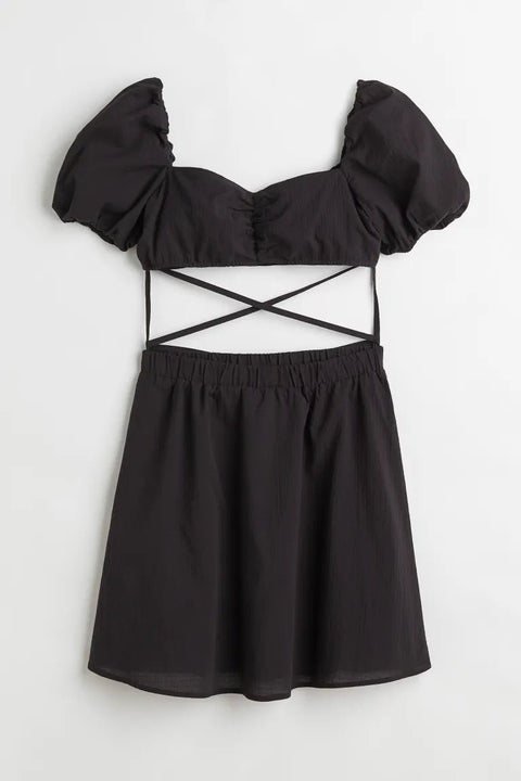 H&M Two-Piece Tie-Detail Dress Black - BEAUTY BAR