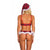Lingerie Set Christmas Plaid Feather Trim with Hat Nightwear - BEAUTY BAR