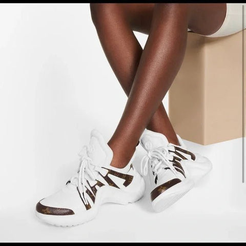 Louis Vuitton White/Monogram Canvas and Leather Archlight Sneakers - BEAUTY BAR