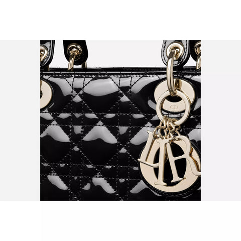 Medium Lady Dior Bag Black Patent Cannage