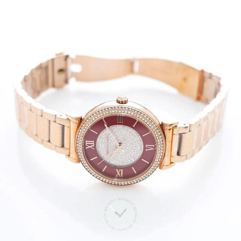 Michael Kors Caitlin Quartz Red Crystal-Set Dial Rose Gold-Plated Ladies Watch - BEAUTY BAR