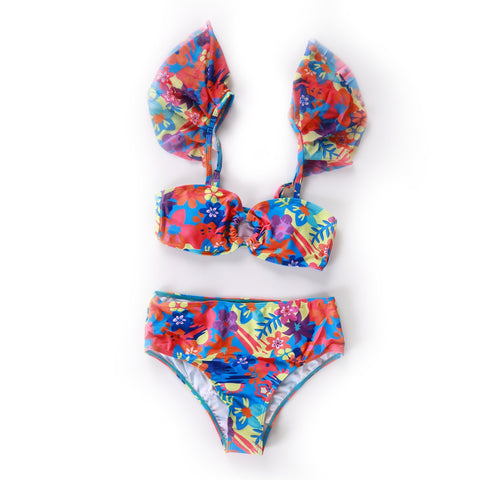 Multicolored Pool Bikini With Beach Skirt