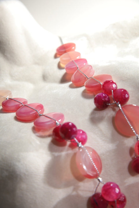 Necklaces Fuchsia Agate With Silver Serma - BEAUTY BAR