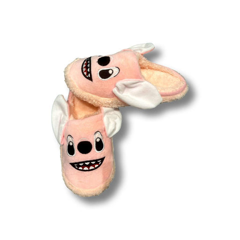 Pink Stitch Warm Plush Slipper With Fur Lining On The Inside