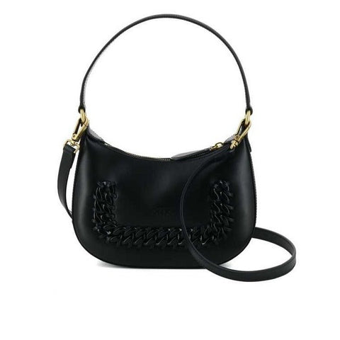 Pinko Woman's Half Moon Black Leather Shoulder Bag - BEAUTY BAR