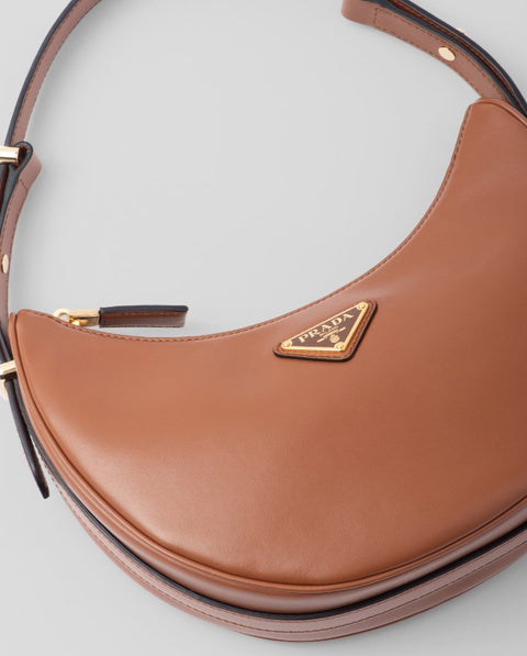 Prada Arqué Leather Shoulder Bag Cognac - BEAUTY BAR