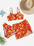 Red Floral Bikini Swimsuit With Beach Skirt - BEAUTY BAR