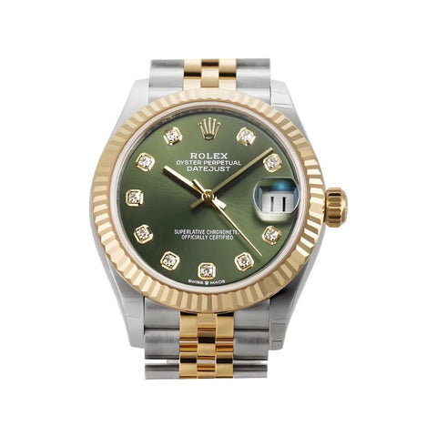 Rolex Datejust 31 Olive Green Roman VI Diamond Dial - BEAUTY BAR