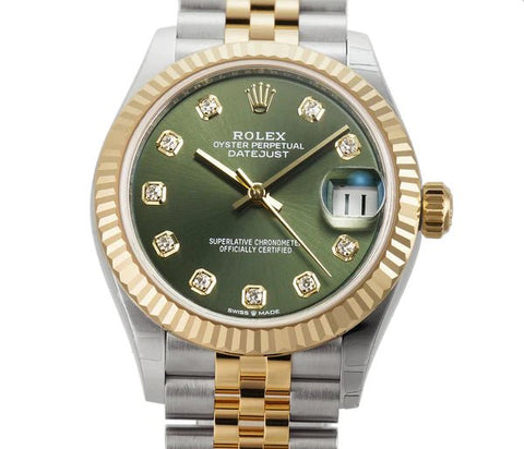 Rolex Datejust 31 Olive Green Roman VI Diamond Dial - BEAUTY BAR