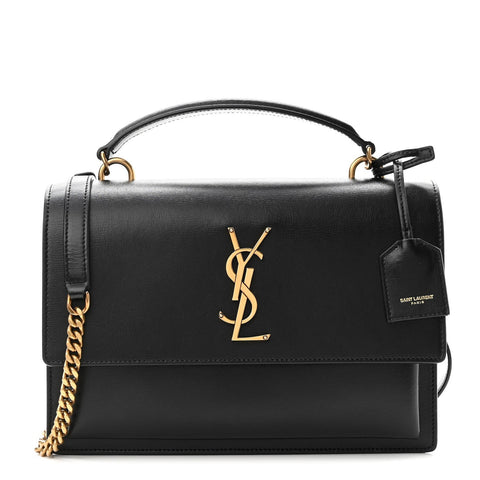 Saint Laurent Black Leather Sunset Chain Bag - BEAUTY BAR