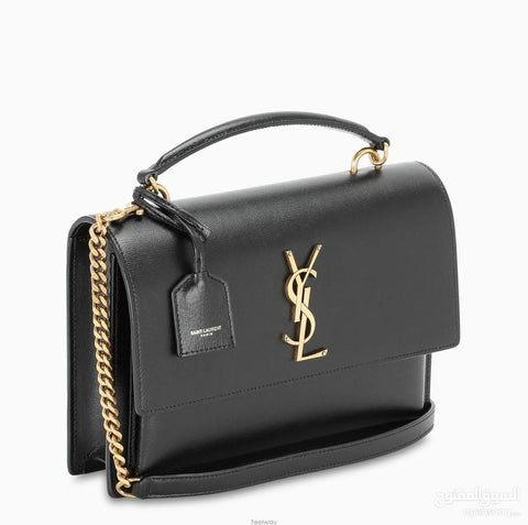 Saint Laurent Black Leather Sunset Chain Bag - BEAUTY BAR