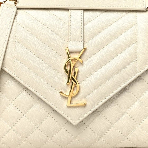 Saint Laurent Medium Envelope Gold Chain Shoulder White Bag - BEAUTY BAR