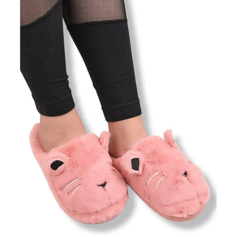 Soft Pink Slippers Cat With Cute Ears - BEAUTY BAR