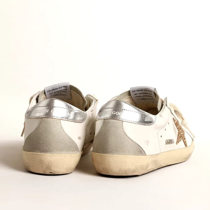 Golden Goose Super-Star With Gold Glitter Star And Ice-Gray Suede Inserts 4