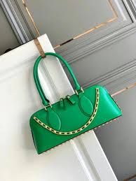 Valentino Garavani Rockstud E/W Leather Green Handbag - BEAUTY BAR