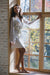 White Satin Robe With Lace Sleeves And Belt - BEAUTY BAR