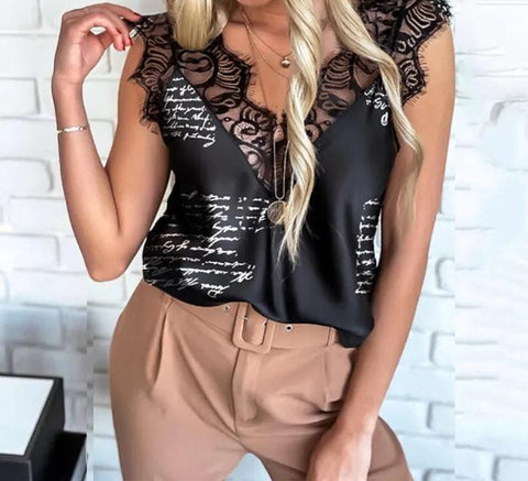 Women Satin Blouse With Lace Sleevs Ends - BEAUTY BAR