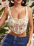 Yellow Floral Print Lace Crop Top - BEAUTY BAR