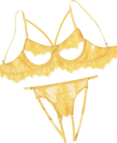 Yellow Lace Lingerie Without Lining - BEAUTY BAR